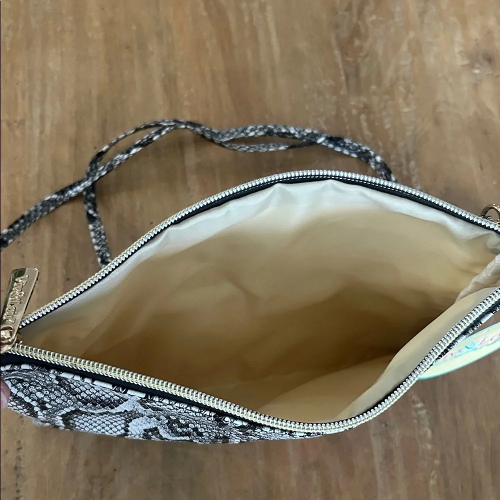 Snakeskin‎ Pattern Clutch Wristlet Purse NWT Removable Adjustable Straps Gray